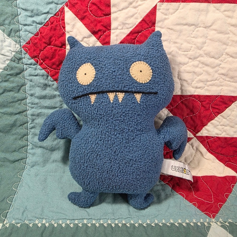 Uglydoll Ice-Bat Plush Toy Small Blue Bat Wings Embroidered Teeth